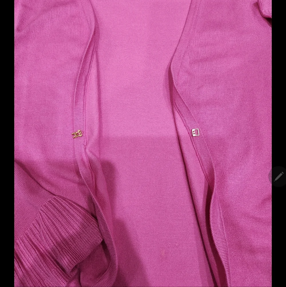 Ellen Tracy Pink Crop Lightweight Solid Cardigan Sweater Size M - Picture 6 of 9